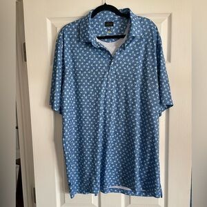 Greg Norman Collection Blue Printed Polo Shirt golf size xl geometric print